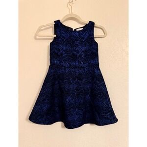 The Childrens Place Girls Blue Black Metallic Dress Size 6 Party Holiday‎